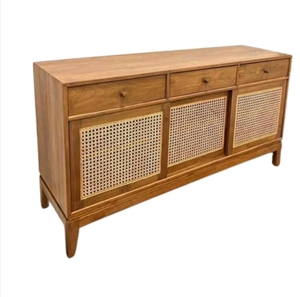 Modern Wooden Sideboard Rattan Cabinet Side <b>Table</b> <b>Storage</b> <b>Console</b> for Living Room Dining Entry - Product Image 3