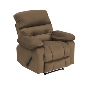 Modern Light Brown Linen Manual Fabric <b>Recliner</b> Chair Classic Rocking Indoor <b>Sofa</b> for Living Room Velvet NZ60 Rocking Chair - Product Image 2