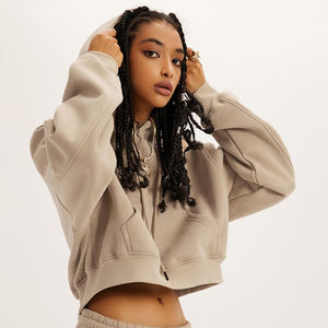 Custom Crop Hoodie Autumn Winter Crop <b>Top</b> Hoodies Drawstring Long Sleeve Cropped <b>Top</b> Hoodie <b>Women</b> 2025 - Product Image 5
