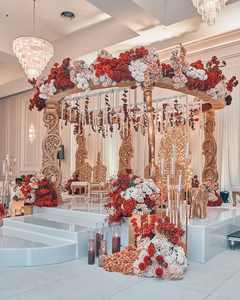 Mariage chic Triple pôle fibre Mandap Grand bois extérieur Triveni mariage Mandap concepteur artisanat en bois mariage Mandap - Product Image 6