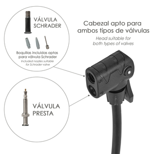 Bomba de Inflado con Manómetro. Boquilla Doble para Válvulas Presta y Schrader Con Adaptadores. O/ 32 x 500 mm. - Product Image 4
