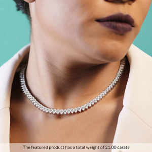 Elegant <b>Tennis</b> Pear Brilliant Cut Moissanite <b>Sterling</b> <b>Silver</b> Rhodium Plated Jewelry Set Women's Engagement Anniversary Wedding - Product Image 3