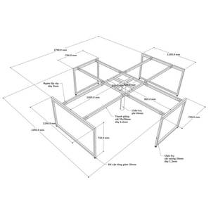 HCSL032 Women's Coats <b>Rack</b> with 4-Seat System 280x240cm Slean System Iron Legs for 4-Seat <b>Bench</b> Easy Assembly - Product Image 3
