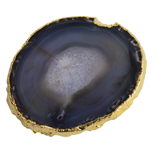 Posavasos de ágata Irregular para decoración del hogar, decoración de Hotel y restaurante con diseño de posavasos de acabado Chapado en cobre - Product Image 2