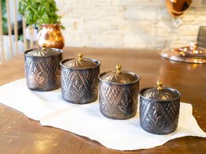 Modern Copper <b>Canister</b> <b>Set</b> With Polished Exterior And Durable Construction Perfect For <b>Tea</b> Coffee Sugar And Dry Food Storage - Product Image 3
