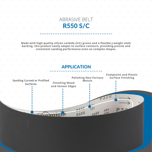 Courroie abrasive flexible Sun Might R550 en carbure de silicium 3500x50mm pour bande de ponçage de finition du bois et du plastique - Product Image 2
