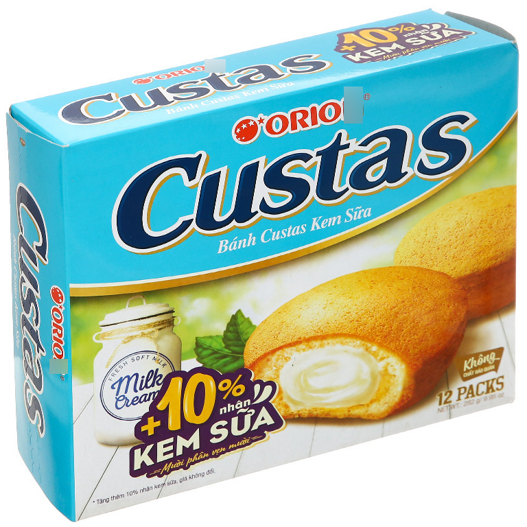 The Best Cake OriionCustas Milk Cream-filled Soft Custas Cake 12 pack x 8