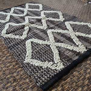 Juego de alfombras de cuero tejido y algodón hechas a mano Alfombras lavables de primera calidad - Product Image 3