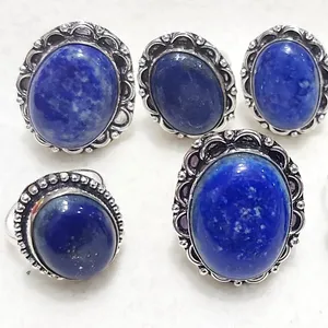 Natural Lapis Lazuli Stone Ring Indian making Silver Brass wholesale stainless steel jewelry accessories jewelry sets crystal