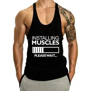 New Design Fitnesswear Printed Tank Tops For Men New Arrival Plus Size Gym Workout Tank Tops New Loose Cotton Fitness Vest