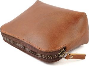 Bolsa de maquillaje, bolsa de cosméticos PU de cuero, bolsa de maquillaje de viaje portátil para mujer con cierre de cremallera en marrón - Product Image 6