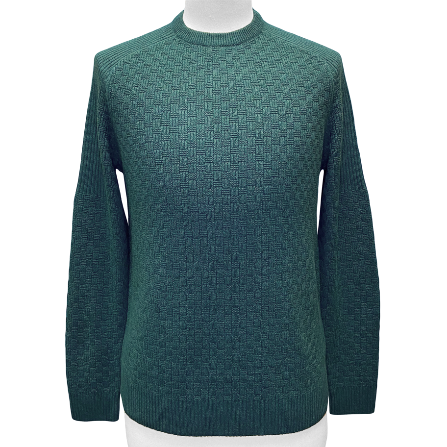 Men's Fashionable Custom Long Sleeve Crew Neck Pullover Sweater Winter Cotton Nylon Merino Wool Knitted Textured Breathable