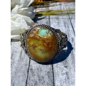 Betty a Lee Navajo Handmade Royston Turquoise & Sterling <b>Silver</b> Fashion <b>Cuff</b> <b>Bracelet</b> - Product Image 1