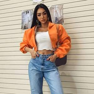 Sweats à capuche zippés en coton solide vintage pour femmes avec poches Streetwear sweat court Outwear Femme vestes à capuche - Product Image 5