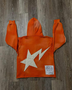 Sudadera con capucha con cremallera lavada con ácido desgastado para invierno, chándal acampanado de felpa francesa de algodón 100%, chándal transpirable de secado rápido - Product Image 3