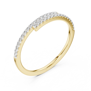 Bague de mariage minimaliste à double rangée de diamants de laboratoire taille brillant en or jaune 14K/18K 0,20 CTW OEM - Product Image 3