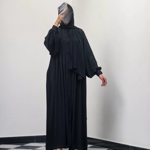 Abaya Musulmana para Mujer, Vestido de Noche Recto y Modesto de Chifón, Estilo Dulce, Mangas Largas, Elegante Túnica Hijab para Ramadán y Eid, Natural - Product Image 1