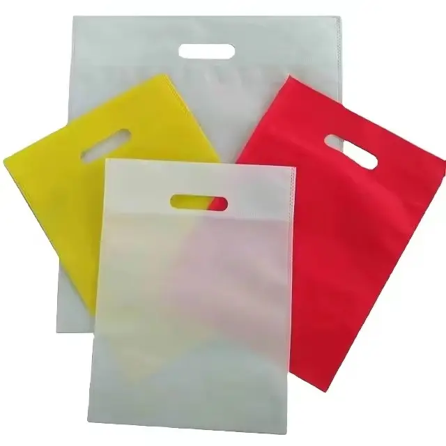 थोक उच्च गुणवत्ता वाले अनुकूलित लोगो मुद्रित और कस्टम आकार गैर विषैले पुनः प्रयोज्य डी-कट गैर-बुने हुए बैग