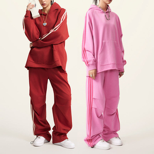 ชุดเซ็ตเสื้อฮู้ดดี้และกางเกงขายาวสีพื้นทรงโอเวอร์ไซส์สำหรับผู้หญิง ปี 2025 คุณภาพสูง ระบายอากาศได้ดี ชุดลำลองสองชิ้นสำหรับผู้หญิง - Product Image 3