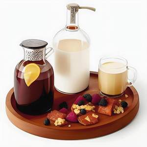 Bandeja Redonda de Madera de Alta Calidad para Servir Alimentos, Diseño Tradicional Plateado, para Bodas, Restaurantes y Cocina - Product Image 2