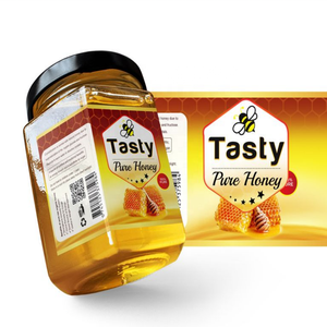 Autocollant personnalisé pour logo d'entreprise, étiquette d'emballage pour miel, autocollant jaune avec motif d'abeille pour emballage commercial - Product Image 1