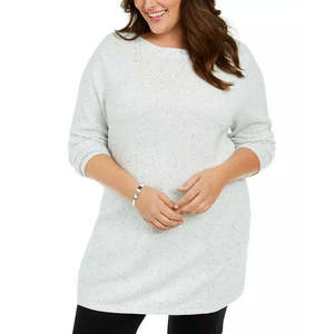 Robe tunique ample à ourlet incurvé pour femmes Karen Scott, taille plus, longueur genou, disponible en tailles XL, 2X, 3X et 5X - Product Image 1