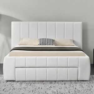 Modern Full Bed with <b>Soft</b> Advanced <b>Light</b> Luxury Bedroom Furniture Plywood Panel Drawer Storage Durable - Product Image 1