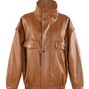 Vestes en cuir à col montant personnalisées, cuir PU de haute qualité, veste tendance au design élégant, vente en gros de vestes pour femmes - Product Image 1