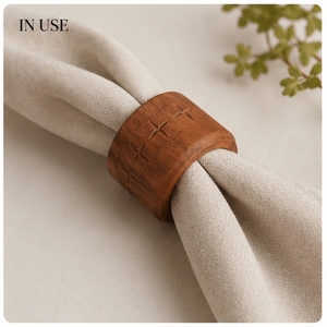 Round Wooden Napkin <b>Rings</b> Nordic Design Carved Finish 4.5cm Width Durable Eco-friendly Wedding Tableware Storage Holders - Product Image 4