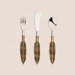 Acero inoxidable negro rústico Vintage caña de azúcar diseño hecho a mano mango real Acero inoxidable ensalada servidor para el hogar - Product Image 6