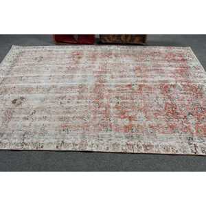 Turkish 5.7x9 ft <b>Rug</b>, Vintage Large <b>Rug</b>, White <b>Check</b> <b>Rug</b> - Product Image 3