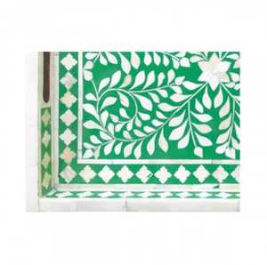 Elégant plateau en bois incrusté d'os personnalisé personnalisé avec des motifs uniques, parfait pour la décoration intérieure de luxe et les cadeaux de fête - Product Image 2