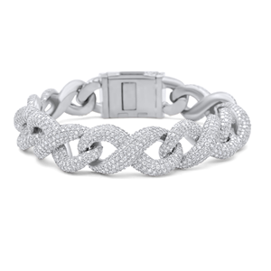 Bracelet élégant unisexe Luxira Jewels en argent plaqué or avec maillons infinis et diamants de couleur H taille brillant rond pour un charme luxueux - Product Image 6