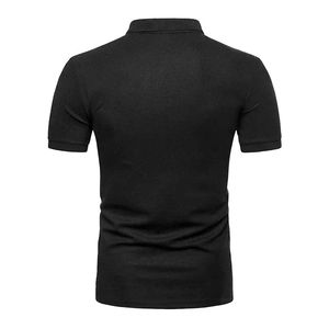Polos de Golf de algodón 100% de punto acanalado transpirable con patrón sólido para hombre - Product Image 6