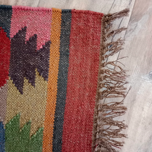 Handmade Wool Jute Kilim <b>Rug</b> Reversible Multicolour Boho-Chic Carpet 2.5x4 Ft Home Decor Living Room <b>Bedroom</b> Door Outdoor Hotels - Product Image 4