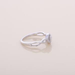IGI Certified Round Cut Lab Grown Diamond Halo Engagement And Wedding Ring in <b>Solid</b> 925 Sterling <b>Silver</b> - Product Image 4