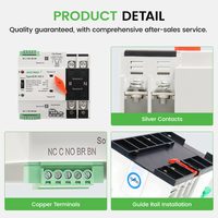 Mini-commutateur de transfert automatique ATS, commutateur de commutation automatique/manuel à double alimentation 2P 63A 100A 125A AC110V/220V, transfert rapide 0,05s