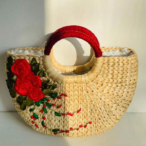 Sac fourre-tout en rotin en gros sac à main de plage en jacinthe d'eau pour dame de plage d'été écologique fabriqué au Vietnam - Product Image 1