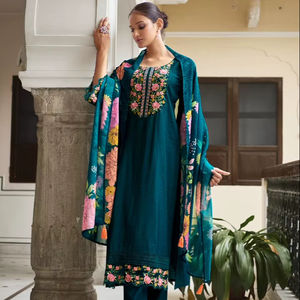 Dhwaja Export <b>Women's</b> PURE viscose self butti Salwar Kameez <b>Suit</b>-Designer Fancy with Embroidery Work - Product Image 1