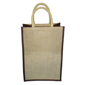 Reutilizável personalizado 6 Garrafa Juco Wine Bag com Divisor Wine Carrier Grocery Jute Wine Tote Bag para Camping Piquenique Presente