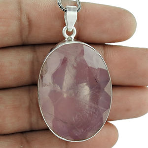 925สเตอร์ลิงเงินธรรมชาติโรสควอตซ์ตัดอัญมณีจี้คลาสสิกขายส่งเครื่องประดับที่ทำด้วยมือปรับรูปร่างได้ตามต้องการ - Product Image 2