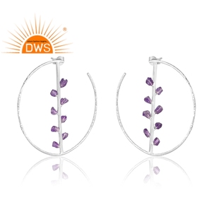 Pendiente colgante de piedras preciosas de amatista Natural de plata de ley de diseño caliente, joyería de diseño personalizado para mujer, regalo para ella - Product Image 3