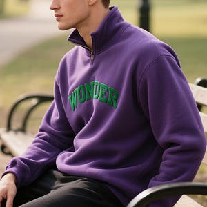 2026 Factory Custom <b>1</b>/<b>2</b> Zipper Stand Neck Vintage Men's Heavyweight <b>Sweatshirts</b> Heavyweight Oversize Casual Hoodies for Men's - Product Image 3