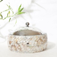 Mangkuk Kayu Inlay Mutiara dan Tulang, Wadah Makanan, Tempat Sajian Makanan, Desain Klasik, Candid Manufacturing Co 0.4kg