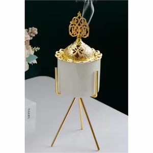 Brûleur d'encens en acrylique doré, cadeau de mariage arabe, souvenir de fiançailles, vente en gros, brûleur d'encens en acrylique personnalisé, Mubkhar - Product Image 2