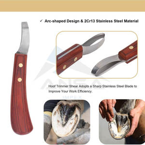 Recortadora de pezuñas de alta calidad con mango de madera de goma antideslizante Cuchillo de recorte de bucle de pezuña multiusos para caballos Burros Ganado - Product Image 2