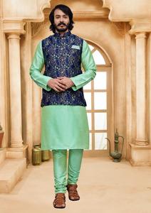 Maruti-Ensemble Kurta Payjama en soie pour hommes, veste Modi pour mariage, vêtements indiens et pakistanais, vente en gros prêts à l'exportation - Product Image 5