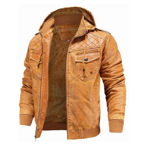 Chaqueta de moto de invierno de cuero auténtico para hombre, servicio OEM, suministro a granel, chaqueta de moto a prueba de viento con características de talla grande - Product Image 3
