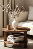Table basse en bois massif de taille moyenne parfaite pour l'espace de vie contemporain avec un attrait et un charme uniques faits à la main