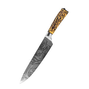 Vente en gros personnalisé OEM ODM PRESTIGE LAMES 5 PCS Couteau de chef Set Laser Rose Motif Cuisine Damas Acier Ambidextre Sharp - Product Image 2